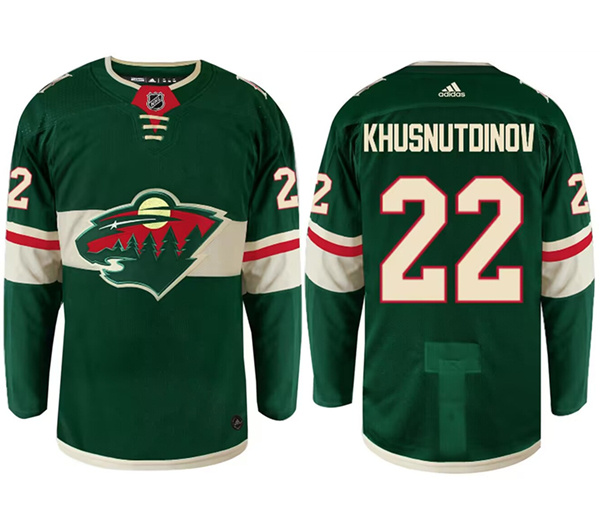 Men's Minnesota Wild #22 Marat Khusnutdinov Green Stitched Jersey
