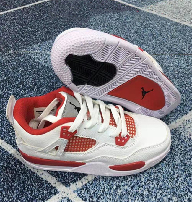 Youth Running weapon Super Quality Air Jordan 4 Red/White Shoes 031