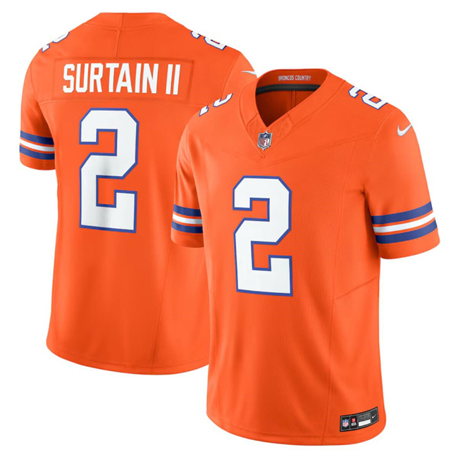 Youth Denver Broncos #2 Pat Surtain II Orange F.U.S.E. Mile High Collection 1977 Throwback Vapor Limited Stitched Football Jersey Youth Denver Broncos #2 Pat Surtain II Orange F.U.S.E. Mile High Collection 1977 Throwback Vapor Limited Stitched Football Jersey