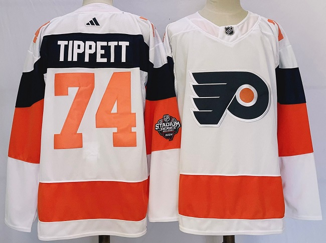 Men's Philadelphia Flyers #74 Owen Tippett White 2023-2024 Stadium Series Stitched Jersey