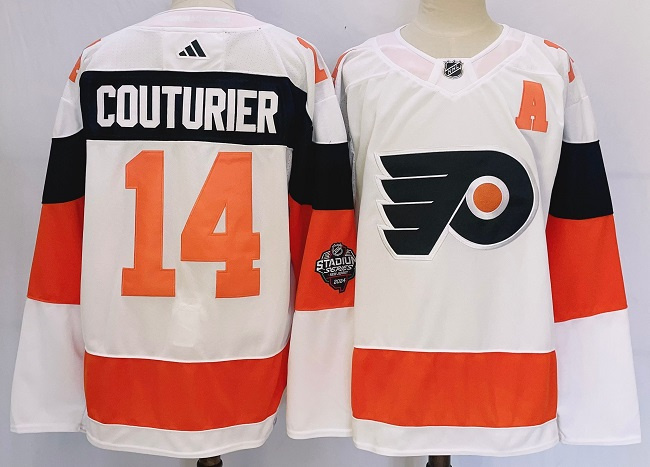 Men's Philadelphia Flyers #14 Sean Couturier White 2023-2024 Stadium Series Stitched Jersey