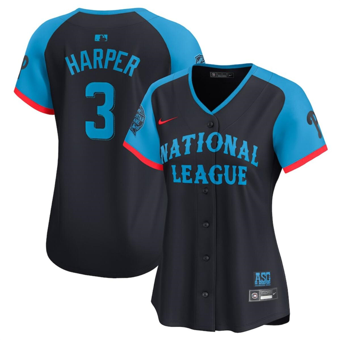 Women's National League #3 Bryce Harper Navy 2024 All-Star Limited Stitched Baseball Jersey(Run Small)