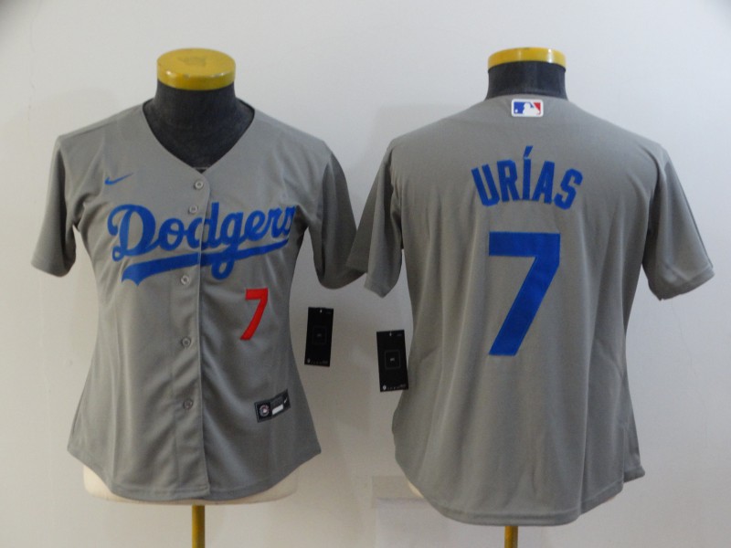 Women's Los Angeles Dodgers #7 Julio Urias Grey Cool Base Stitched Baseball Jersey(Run Small)