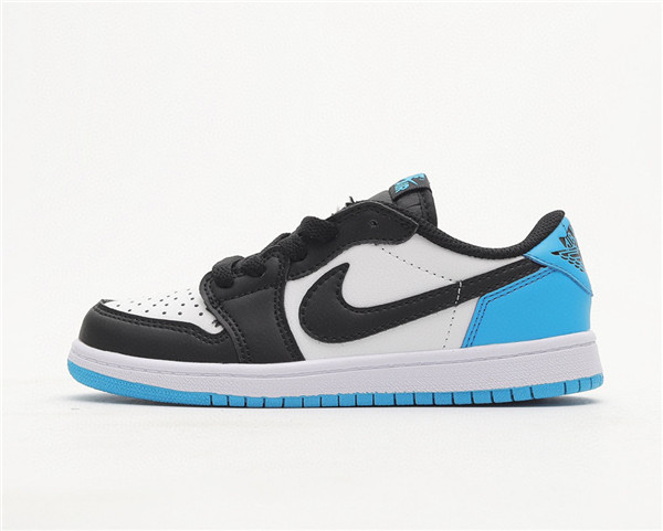 Youth Running Weapon Air Jordan 1 White/Blue/Black Low Top Shoes 0050