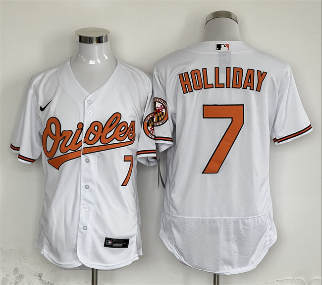 Men's Baltimore Orioles #7 Jackson Holliday White Flex Base Stitched Baseball Jersey