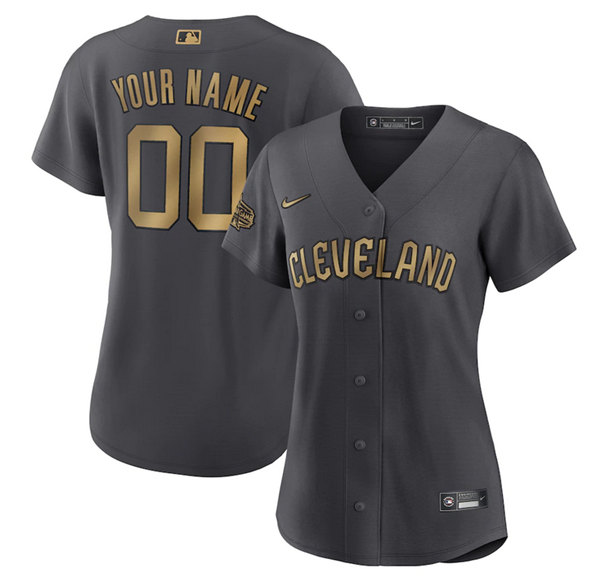 Women's Cleveland Guardians ACTIVE PLAYER Custom 2022 All-Star Charcoal Stitched Baseball Jersey(Run Small)