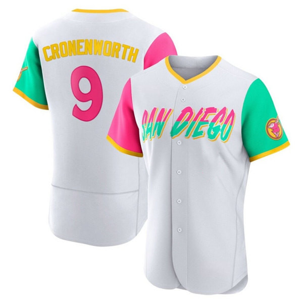 Men's San Diego Padres #9 Jake Cronenworth 2022 White City Connect Flex Base Stitched Baseball Jersey