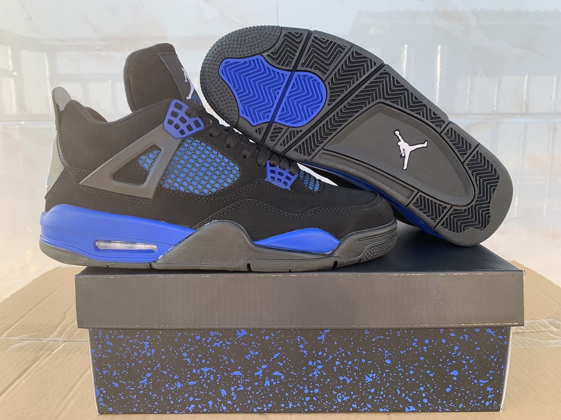 Men's Hot Sale Running weapon Air Jordan 4 Blue/Black Shoes 0114