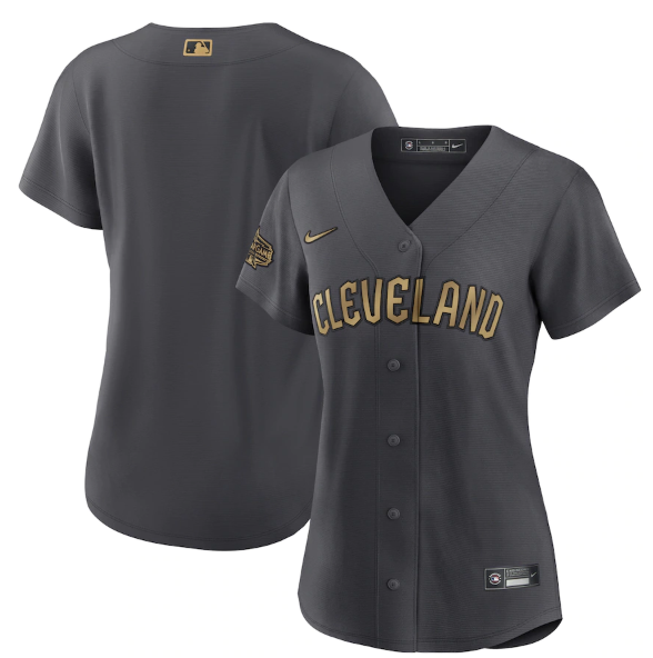 Women's Cleveland Guardians Blank 2022 All-Star Charcoal Stitched Baseball Jersey(Run Small)