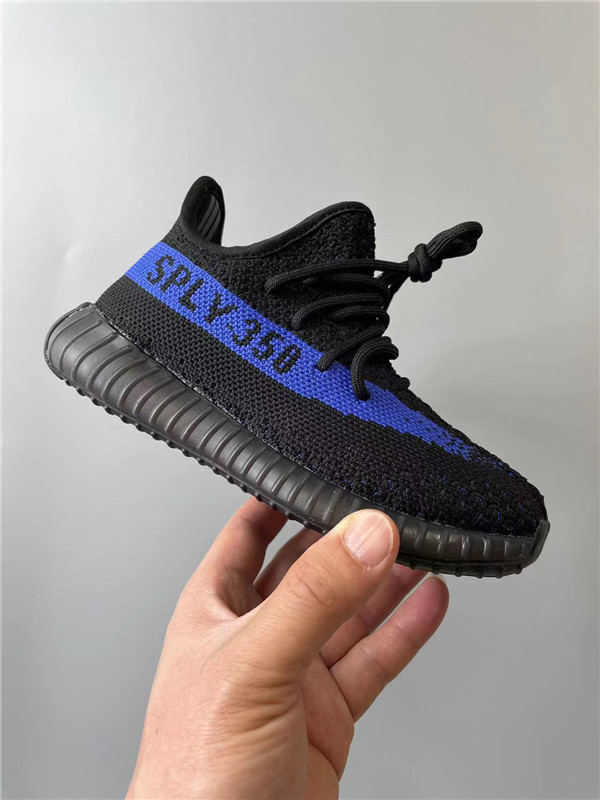 Youth Running Weapon Yeezy 350 V2 Black/Royal Shoes 022