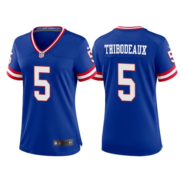 Women's New York Giants #5 Kayvon Thibodeaux Royal Classic Retired Player Stitched Game Jersey(Run Small)