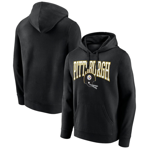 Men's Pittsburgh Steelers Black Gridiron Classics Campus Standard Pullover Hoodie