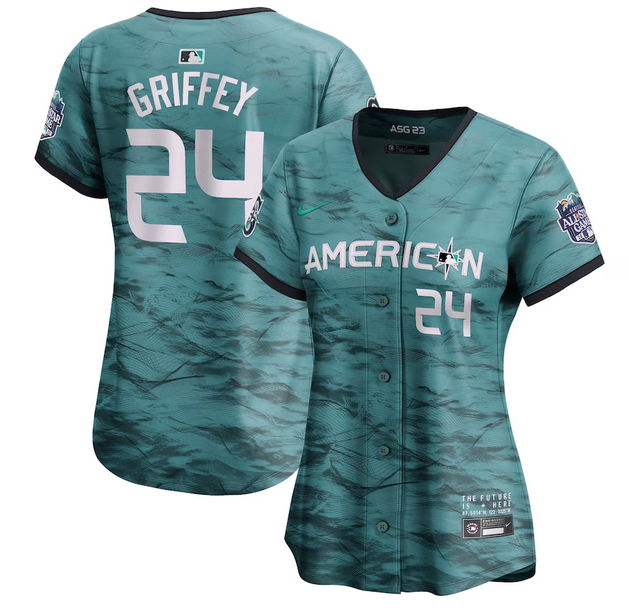 Women's Seattle Mariners #24 Ken Griffey Jr. Teal 2023 All-star Stitched Baseball Jersey(Run Small)