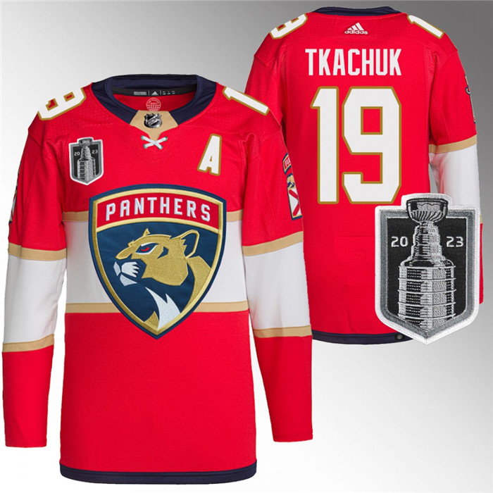Men's Florida Panthers #19 Matthew Tkachuk Red 2023 Stanley Cup Final Stitched Jersey