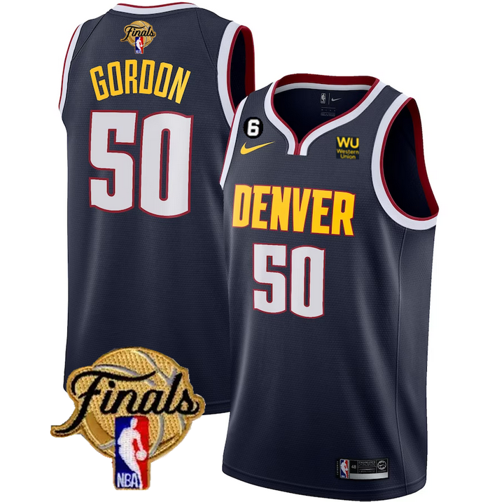 Men's Denver Nuggets #50 Aaron Gordon Navy 2023 Finals Icon Edition With NO.6 Patch Stitched Basketball Jersey
