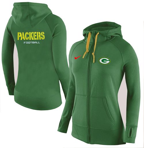 Women's Nike Green Bay Packers Full-Zip Performance Hoodie Green