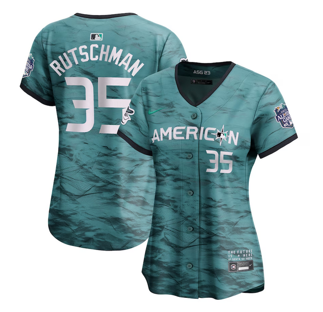 Women's Baltimore Orioles #35 Adley Rutschman Teal 2023 All-star Stitched Baseball Jersey(Run Small)
