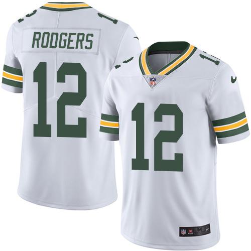 Youth Green Bay Packers #12 Aaron Rodgers White Vapor Untouchable Stitched Jersey