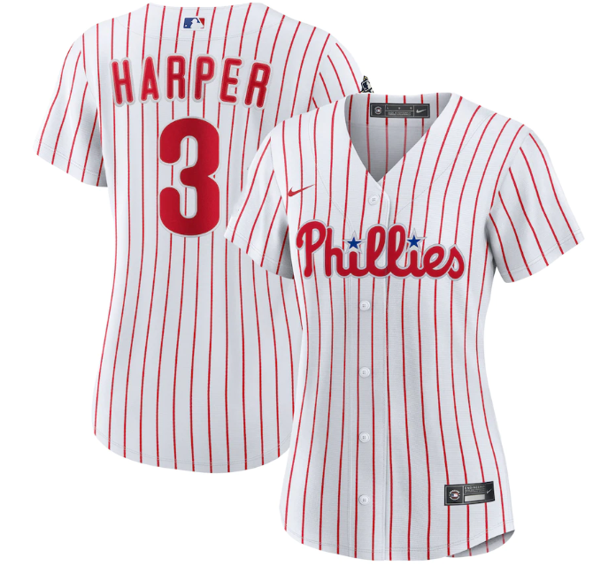 Women's Philadelphia Phillies #3 Bryce Harper White Stitched Baseball Jersey(Run Small)