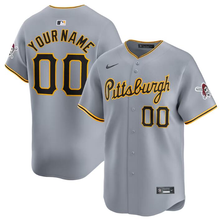 Men's Pittsburgh Pirates Customized Grey Away Limited Stitched Baseball Jersey
