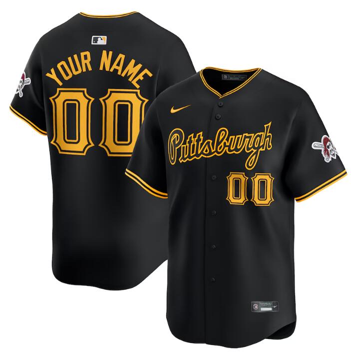 Men's Pittsburgh Pirates Customized Black Alternate Limited Stitched Baseball Jersey