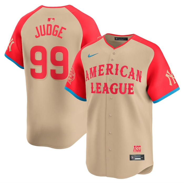 Men's American League #99 Aaron Judge Cream 2024 All-Star Elite Stitched Baseball Jersey