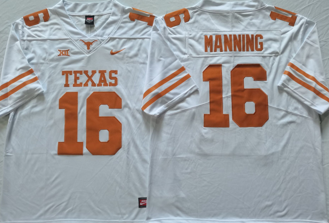 Men's Texas Longhorns #16 Arch Manning White Stitched Jersey