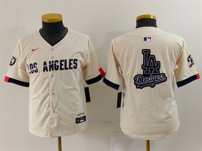 Youth Los Angeles Dodgers Blank Cream 2024 City Connect Limited Stitched Baseball Jersey