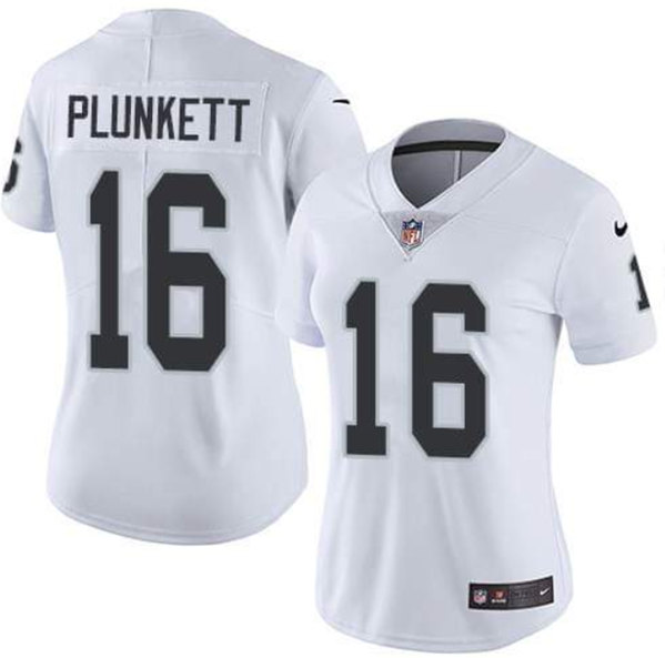 Women's Las Vegas Raiders #16 Jim Plunkett White Vapor Untouchable Limited Stitched Jersey(Run Small)