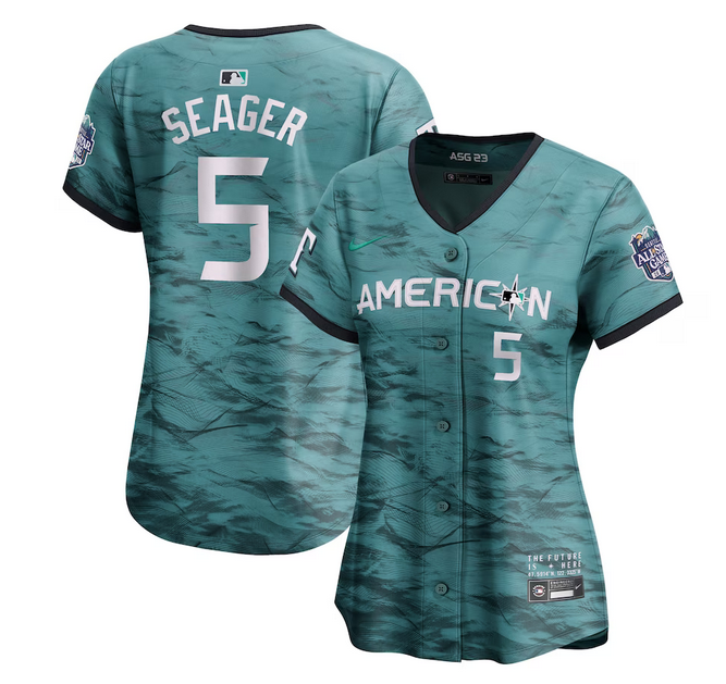 Women's Texas Rangers #5 Corey Seager Teal 2023 All-star Stitched Baseball Jersey(Run Small)