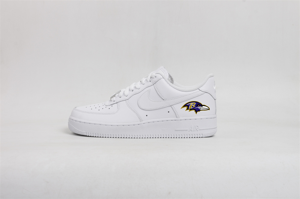 Men's Baltimore Ravens Air Force 1 Low White Shoes 001