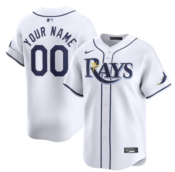 Men's Tampa Bay Rays Customized White Home Limited Stitched Baseball Jersey