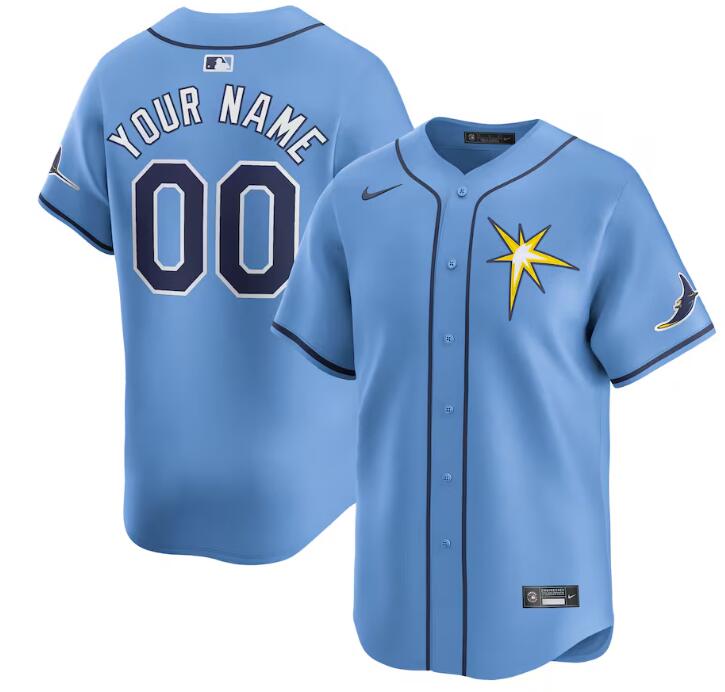 Men's Tampa Bay Rays Customized Light Blue Alternate Stitched Baseball Jersey