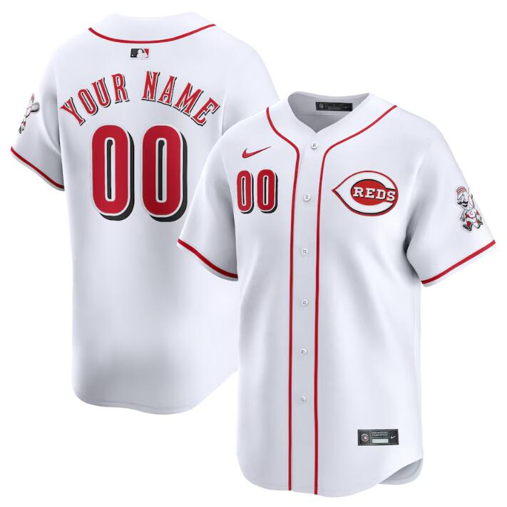 Men's Cincinnati Reds Active Player Custom White Home Limited Stitched Baseball Jersey