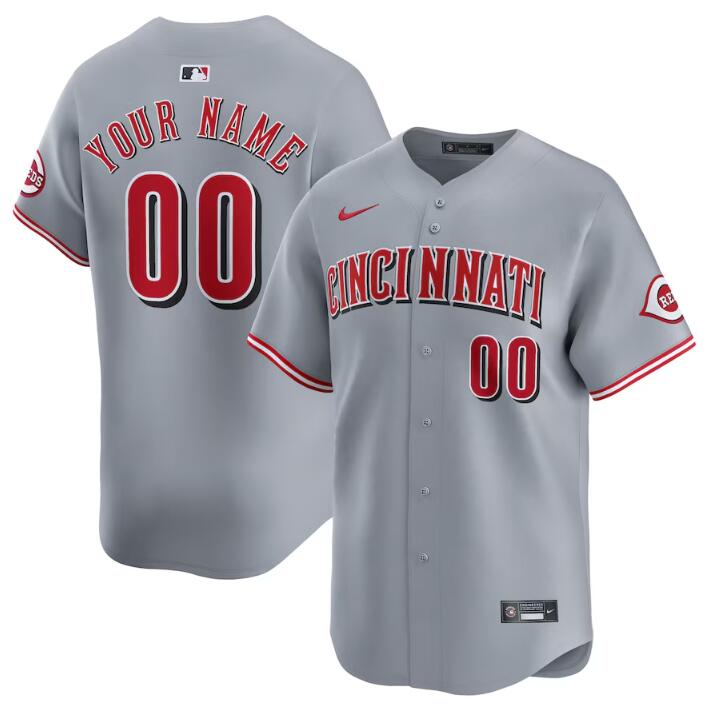 Men's Cincinnati Reds Active Player Custom Grey Away Limited Stitched Baseball Jersey