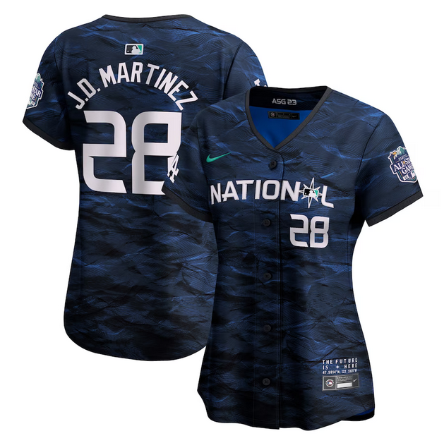 Women's Los Angeles Dodgers #28 J.D. Martinez Teal 2023 All-star Stitched Baseball Jersey(Run Small)
