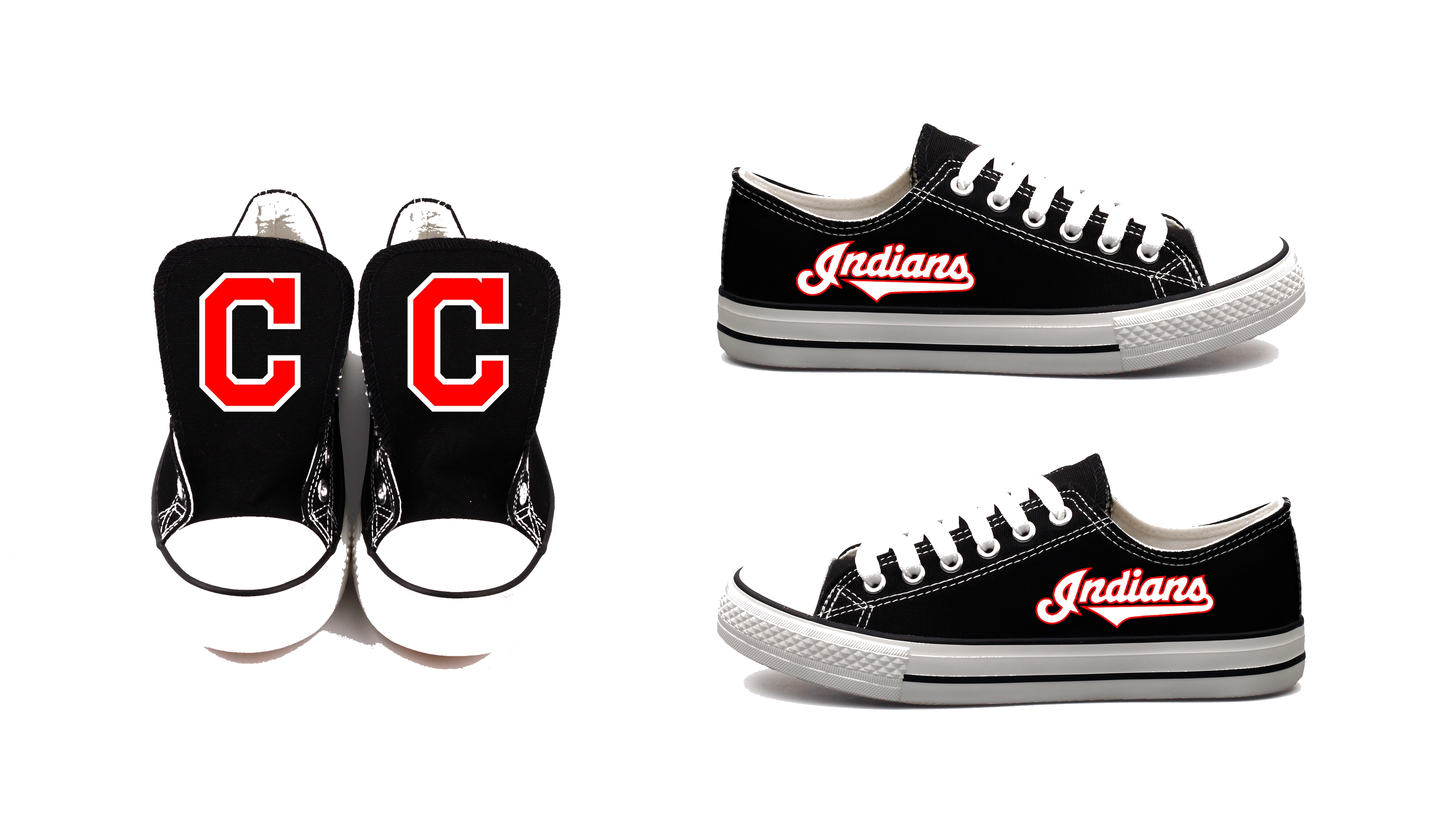 Women's Cleveland Indians Repeat Print Low Top Sneakers 002