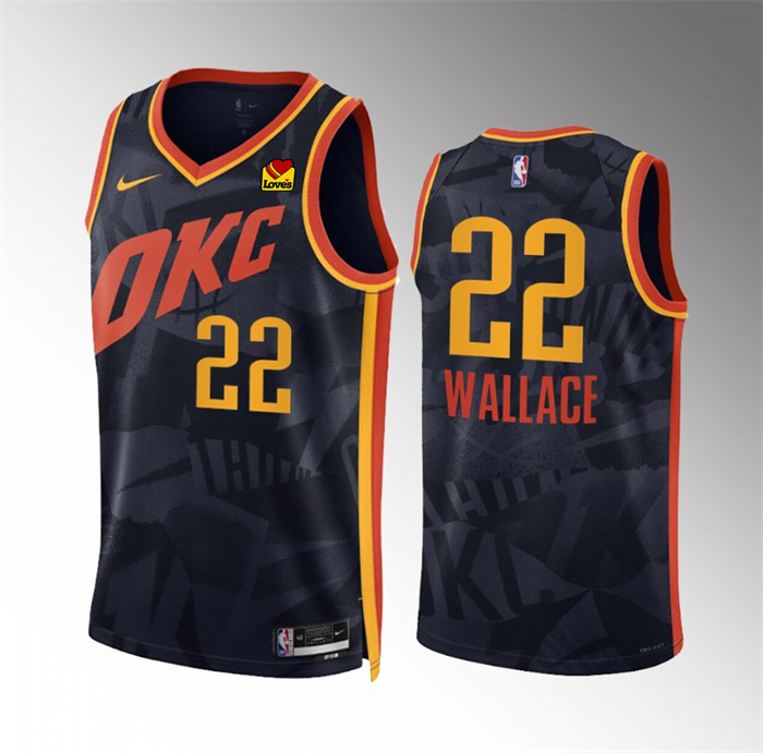 Men's Oklahoma City Thunder #22 Cason Wallace Black 2023/24 City Edition Stitched Basketball Jersey