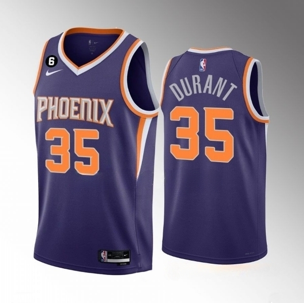 Youth Phoenix Suns #35 Kevin Durant Purple Icon Edition With NO.6 Patch Stitched Basketball Jersey