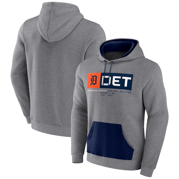 Men's Detroit Tigers Heathered Gray Iconic Steppin Up Fleece Pullover Hoodie