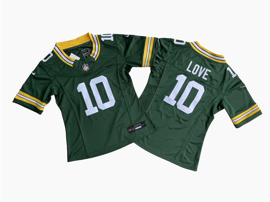 Women's Green Bay Packers #10 Jordan Love Green F.U.S.E. Vapor Untouchable Limited Stitched Jersey(Run Small)