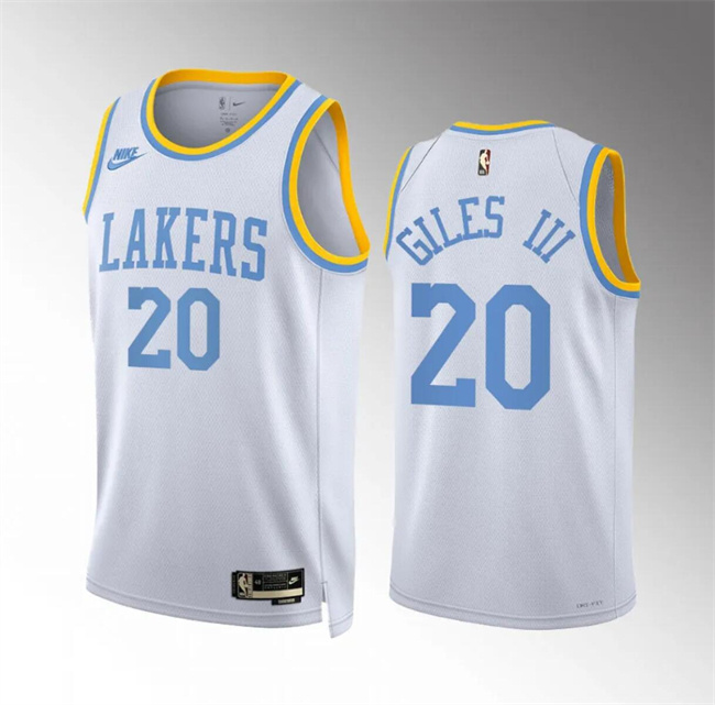 Men's Los Angeles Lakers #20 Harry Giles Iii Stitched White Classic Edition Basketball Jersey