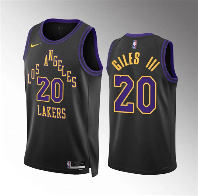 Men's Los Angeles Lakers #20 Harry Giles Iii Stitched Black 2023/24 City Edition Basketball Jersey