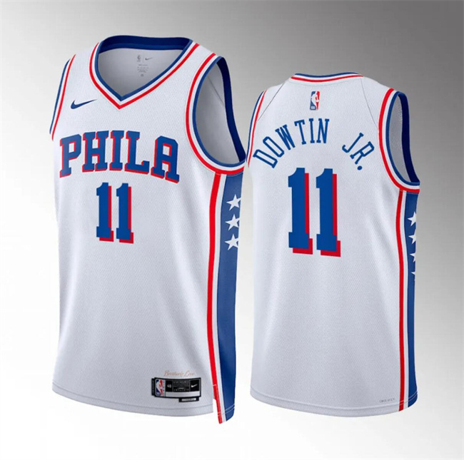 Men's Philadelphia 76ers #11 Jeff Dowtin Jr Stitched White Association Edition Jersey