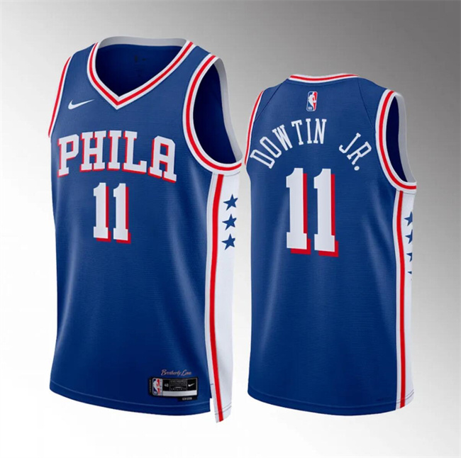Men's Philadelphia 76ers #11 Jeff Dowtin Jr Royal Icon Stitched Edition Jersey
