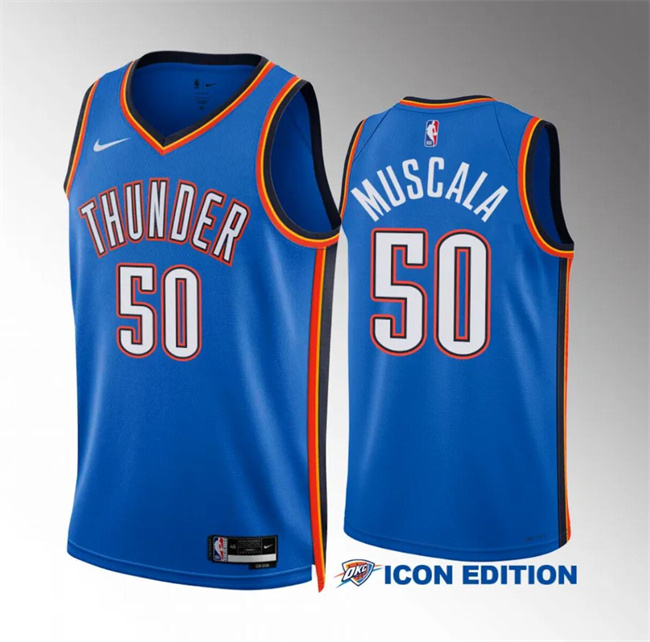 Men's Oklahoma City Thunder #50 Mike Muscala Stitched Blue Icon Edition Basketball Jersey