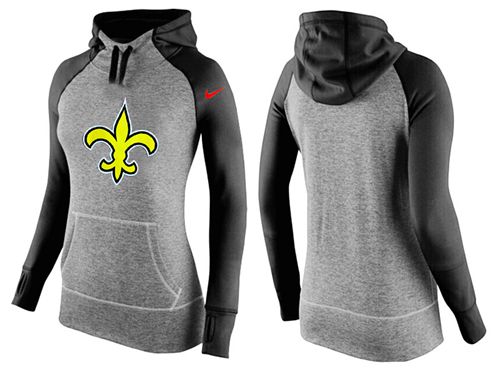 Women's Nike New Orleans Saints Performance Hoodie Grey & Black_2