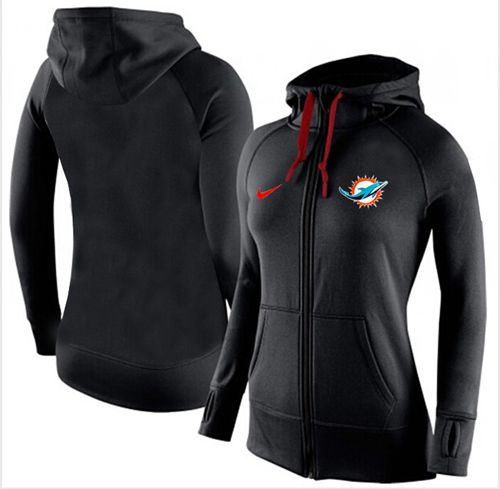 Women's Nike Miami Dolphins Full-Zip Performance Hoodie Black