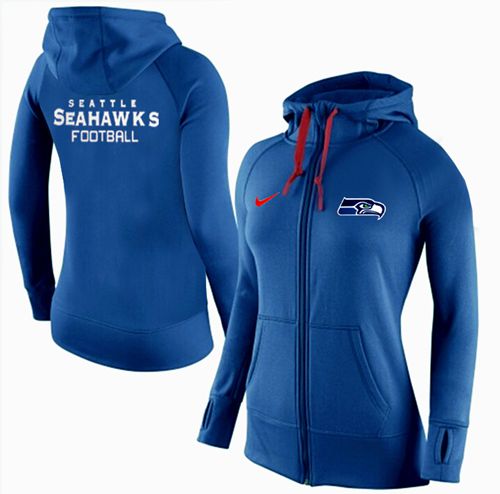 Women's Nike Seattle Seahawks Full-Zip Performance Hoodie Blue