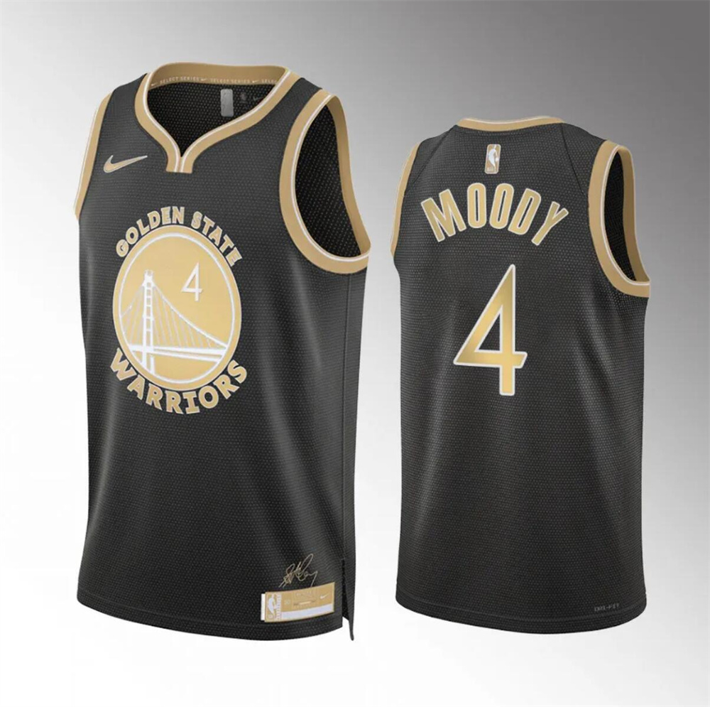 Men's Golden State Warriors #4 Moses Moody Black 2024 Select Series Stitched Basketball Jersey